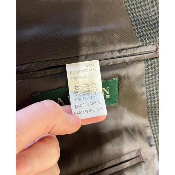 Ralph Lauren Wool Sport Coat Blazer Jacket Houndstooth 46R Dark Gray Black - Picture 11 of 12